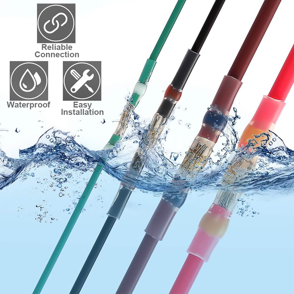 300-Pack Heat Shrink Self-Solder Wire Connectors – Waterproof Butt Splice Terminals For Automotive, Marine & Electrical Repair