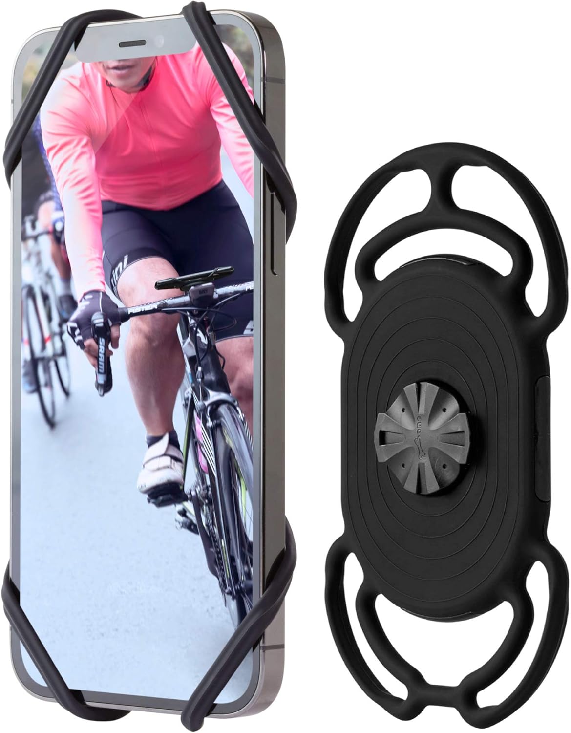 Bone Bike Tie Connect Kit, 360° Rotation Universal Bike & Motorcycle Phone Mount for Universal Stem & Handlebar, Fits 4.7"-7.2" Phones for iPhone 12 11 Pro Max Mini Samsung Galaxy S20 and More