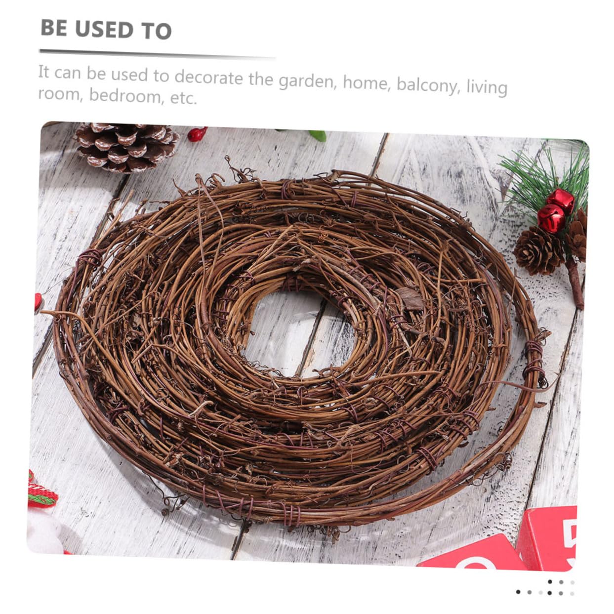 COLLBATH Ratán Natural para Manualidades y Bricolaje 4.6 m por Rollo De Vid Natural Decoración Navideña para Hogar y Fiestas Paquete De 2 Rollos