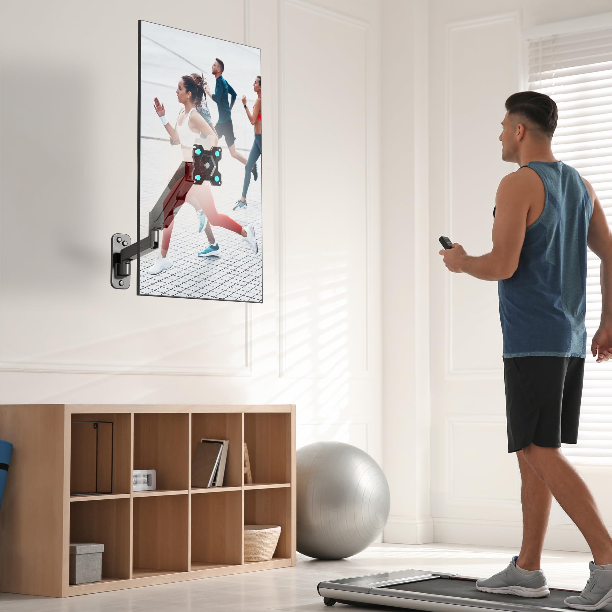 ONKRON Single Monitor Wall Mount for 13-34 Inch Screen up to 17.6 lbs, Height Adjustable, Full Motion Computer Screen Wall Mount, VESA 75x75 & 100x100, Gas Spring Monitor Arm Wall Black