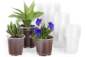 30 Pack Clear Pots for Plants, Durable Nursery Pots with Drainage