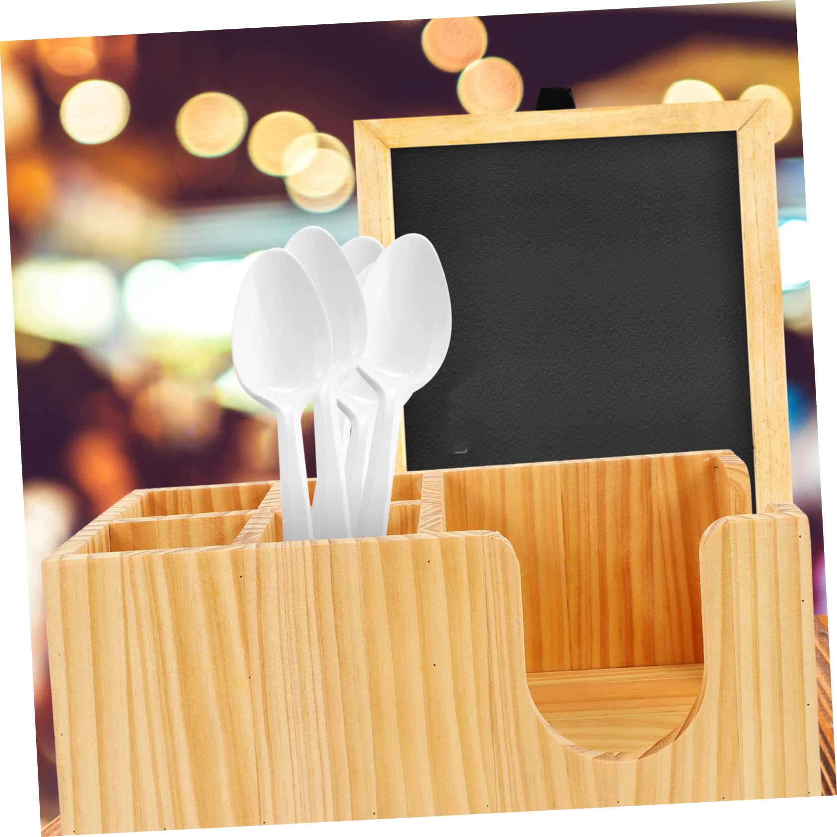 Cabilock Organizer Aufbewahrungsbox Kaffeebar mit Fächern zur Aufbewahrung von Kaffeezubehör und Tee Einfacher Stil Beige für Kaffeestation Am Tresen