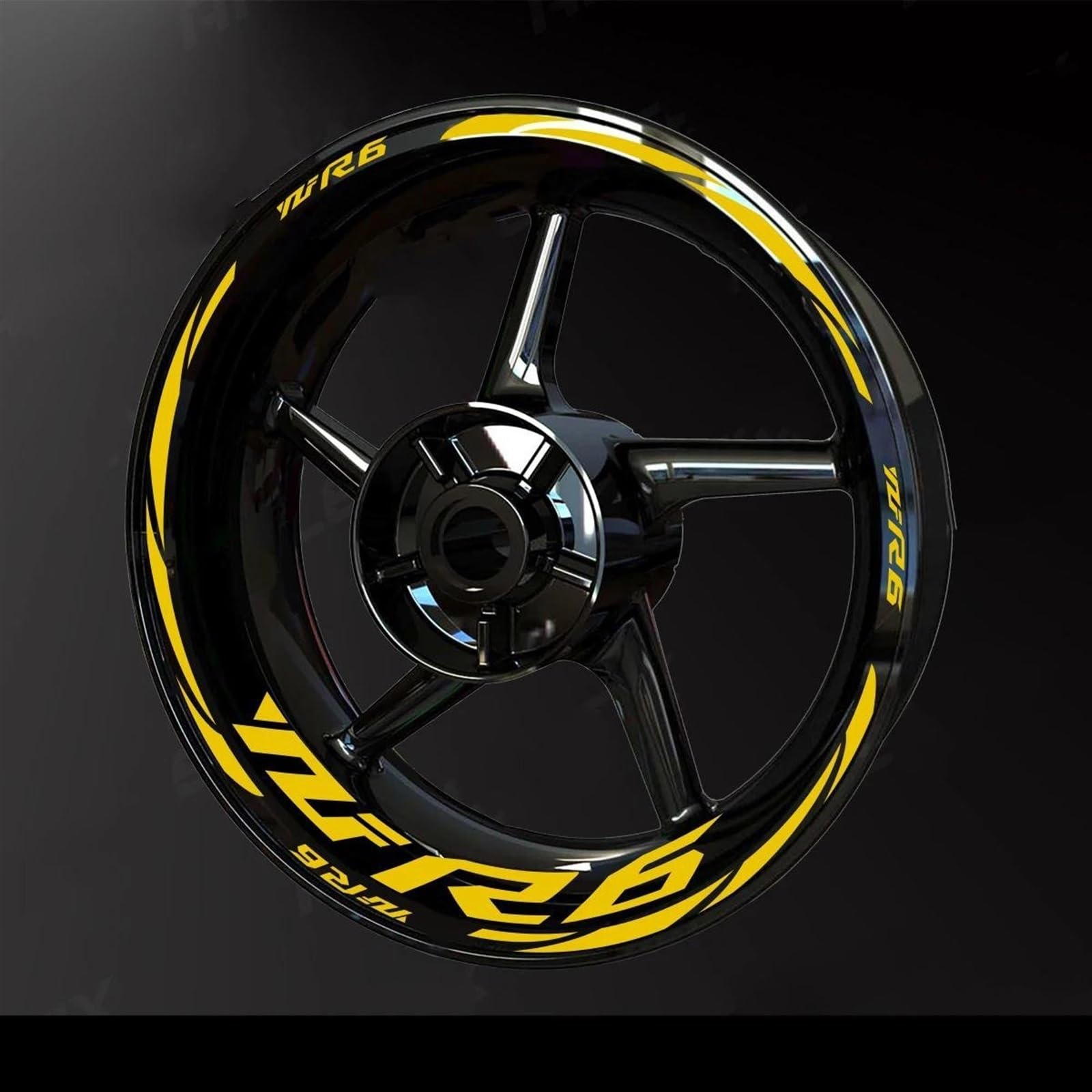 Motorcycle Accessories Wheel Stickers Reflective Rim Motorbike Waterproof Decals for Yamaha YZF R6 2017-2022 Decorative(Color2)