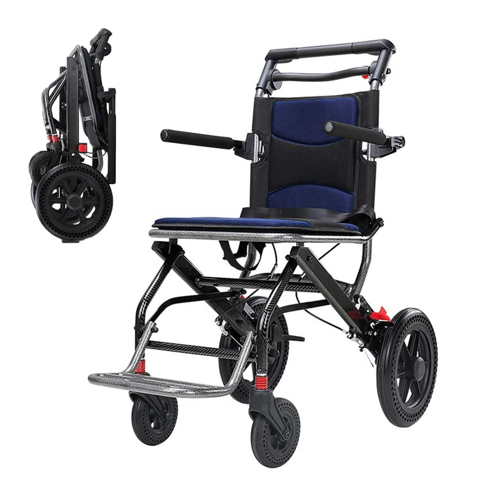 UYSELA Silla de Ruedas Ligera Plegable, Silla de Ruedas de Viaje Ultraligera para el Hogar, Sillas de Ruedas de Aluminio para Adultos, Niños y Ancianos