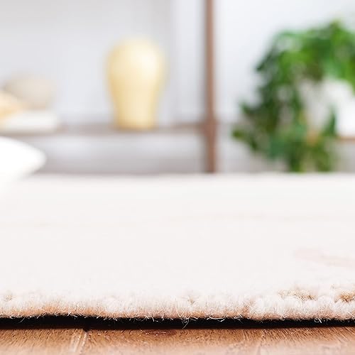 Miniatura 4 de Safavieh Blossom Collection - Alfombra de área de 5 x 8 pies, marfil y marrón claro, medallón de mandala de lana hecha a mano, ideal para zonas de