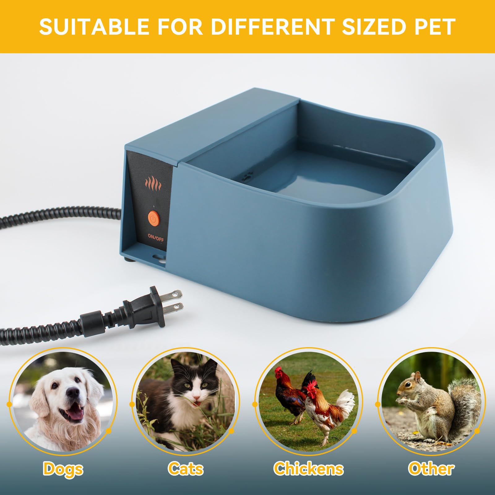 Tazón de agua automático calentado para perros, cuenco de llenado automático para perros calentado, agua automática calentada para perros, gatos, pollos, animales salvajes