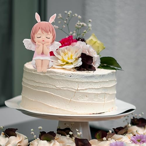 Miniatura 2 de KESYOO Decoración para pastel de ángel, bonita decoración de pastel de hada para niños, fiestas de cumpleaños, adorno para hornear, 4.3 pulgadas