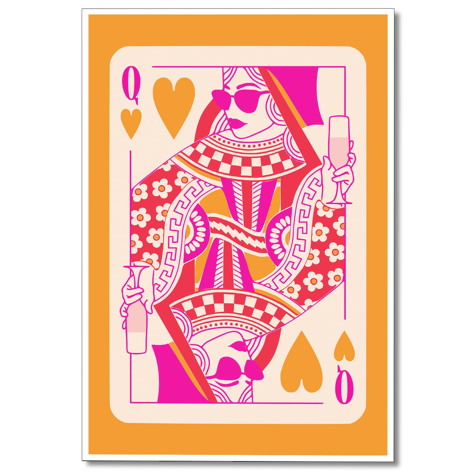 Wodkodnxy Poker Pink Posters Cards Canvas Wall Art, Lucky You Poster Queen Of Hearts Poster For Room Aesthetic, Girly Wall Decor For Bedroom Dorm 12X16in Unframed