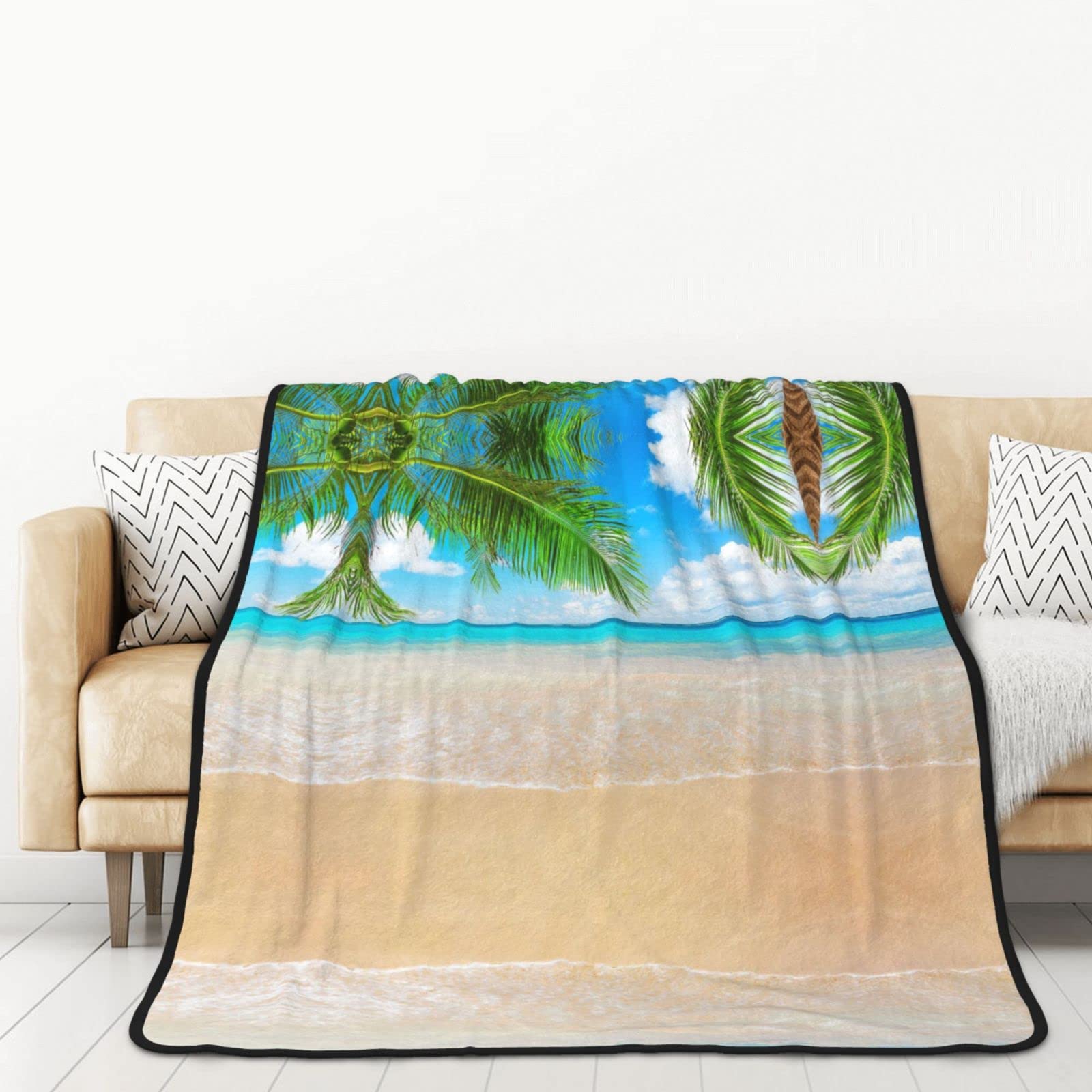 Couverture flanelle double face tropicale chaude et légère pour lit 152x203