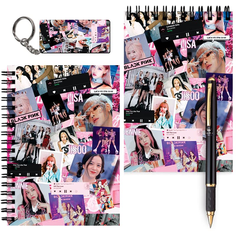 Color Empire Black Pink Printed Designer Message Pads Combo with Keyrings | Design 0170 | A6 Message Pads | Unrulled Messagepads | Mini Journal | Pocket Diary