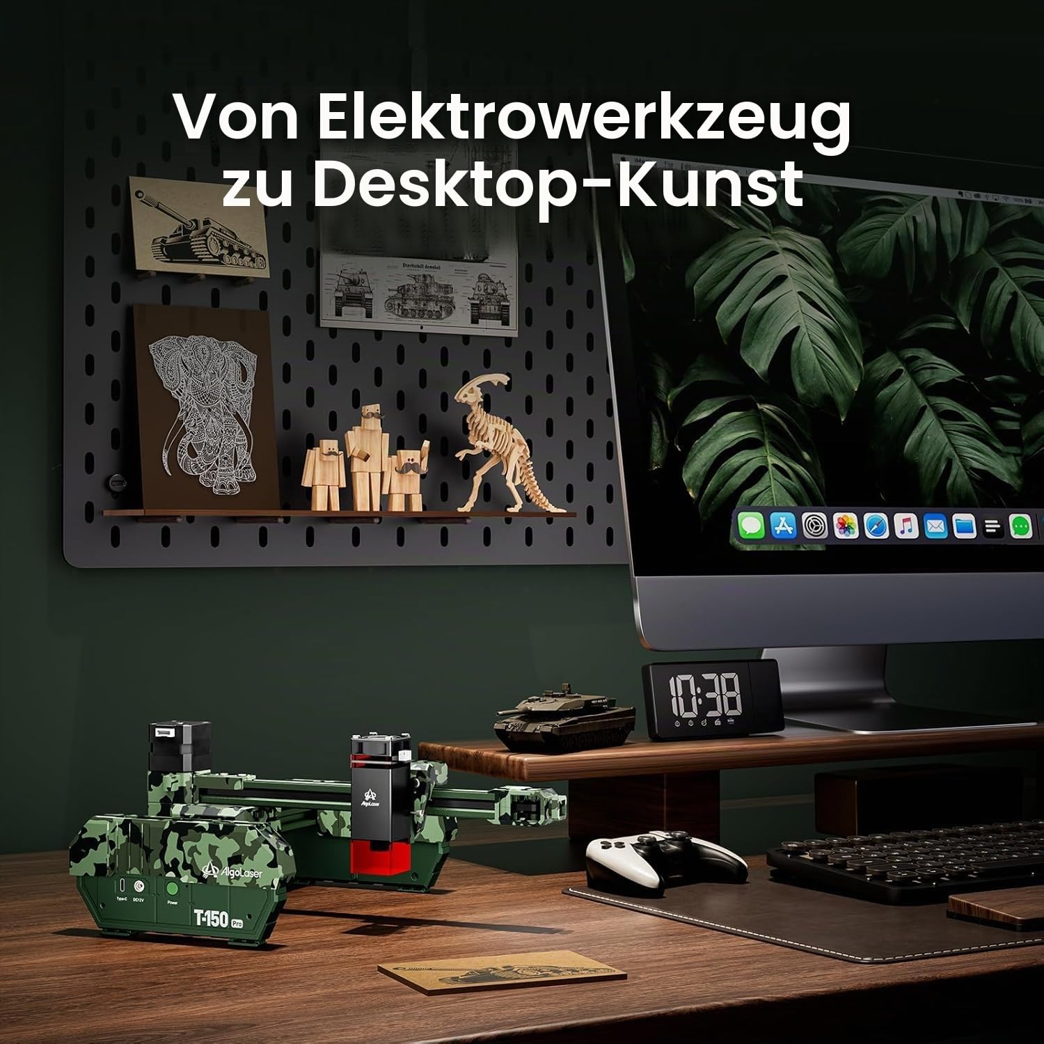 AlgoLaser 6W Lasergravurmaschine Mini Laser Engraver,0,02mm Präzision,8000mm/min Geschwindigkeit,15x15cm Arbeitsfläche,für Holz Leder Acryl Glas Metall Gravur,kompatibel mit LightBurn und LaserGRBL