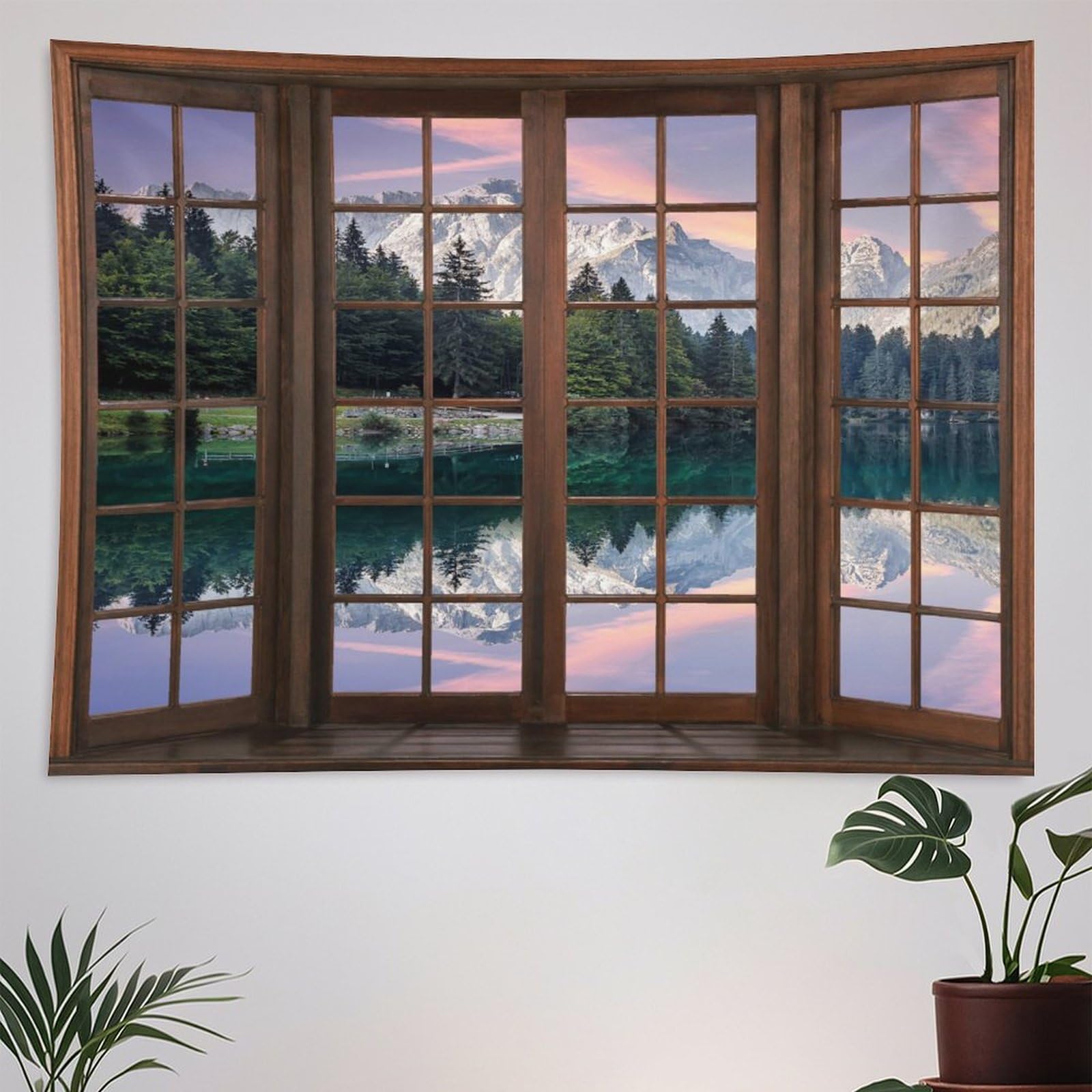 ZhiRain Beautiful Highlands Landscape Tapestry Wall Hanging Mountains Lake Colorful Sky Sunny Day Sunset Tapestries Home Decor for Living Room Bedroom