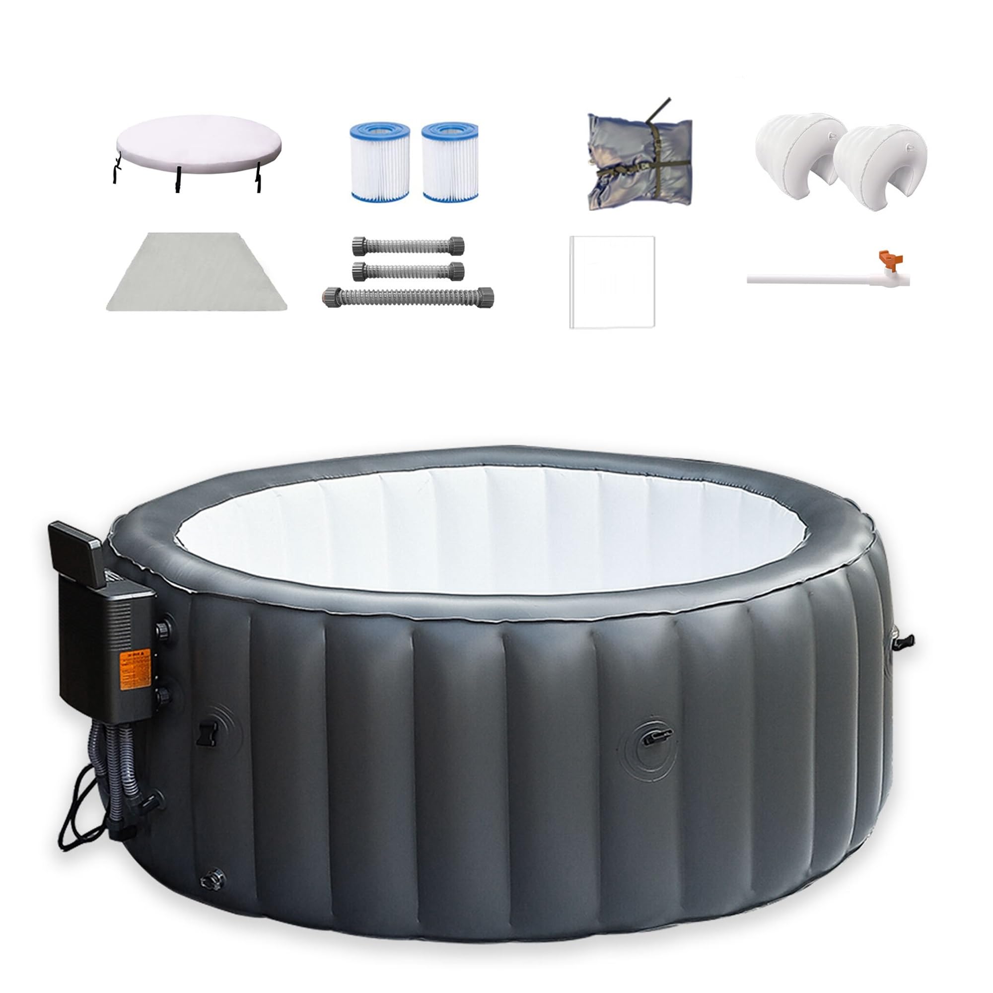 Spa Gonflable 2-3 Personnes, 130 Jets d'air, contrôle Intelligent, Spa Portable d'extérieur avec Couverture Thermique pour Balcon, Camping et Jardin