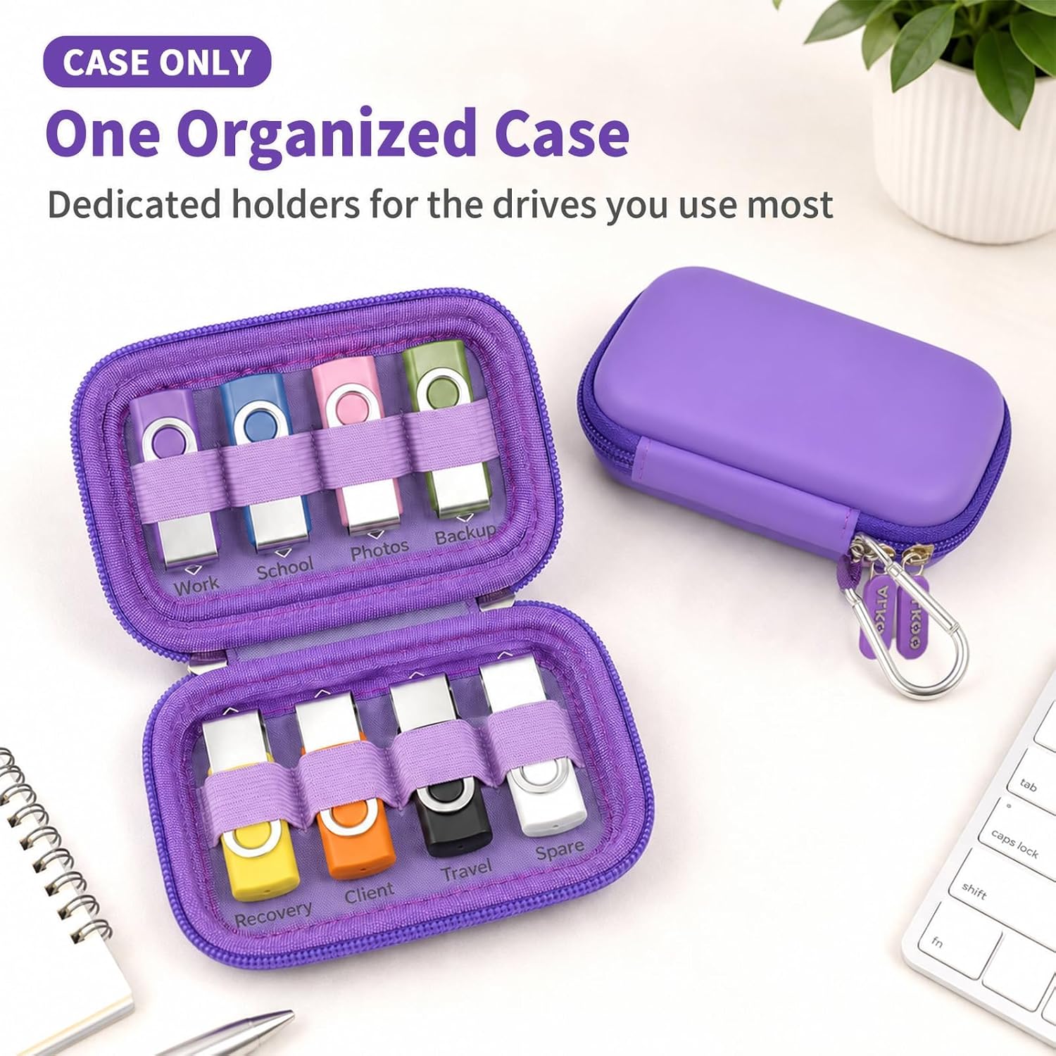 ALKOO Flash Drive Case USB Storage Case, Thumb Drive Holder, Holds 8, Black image 2