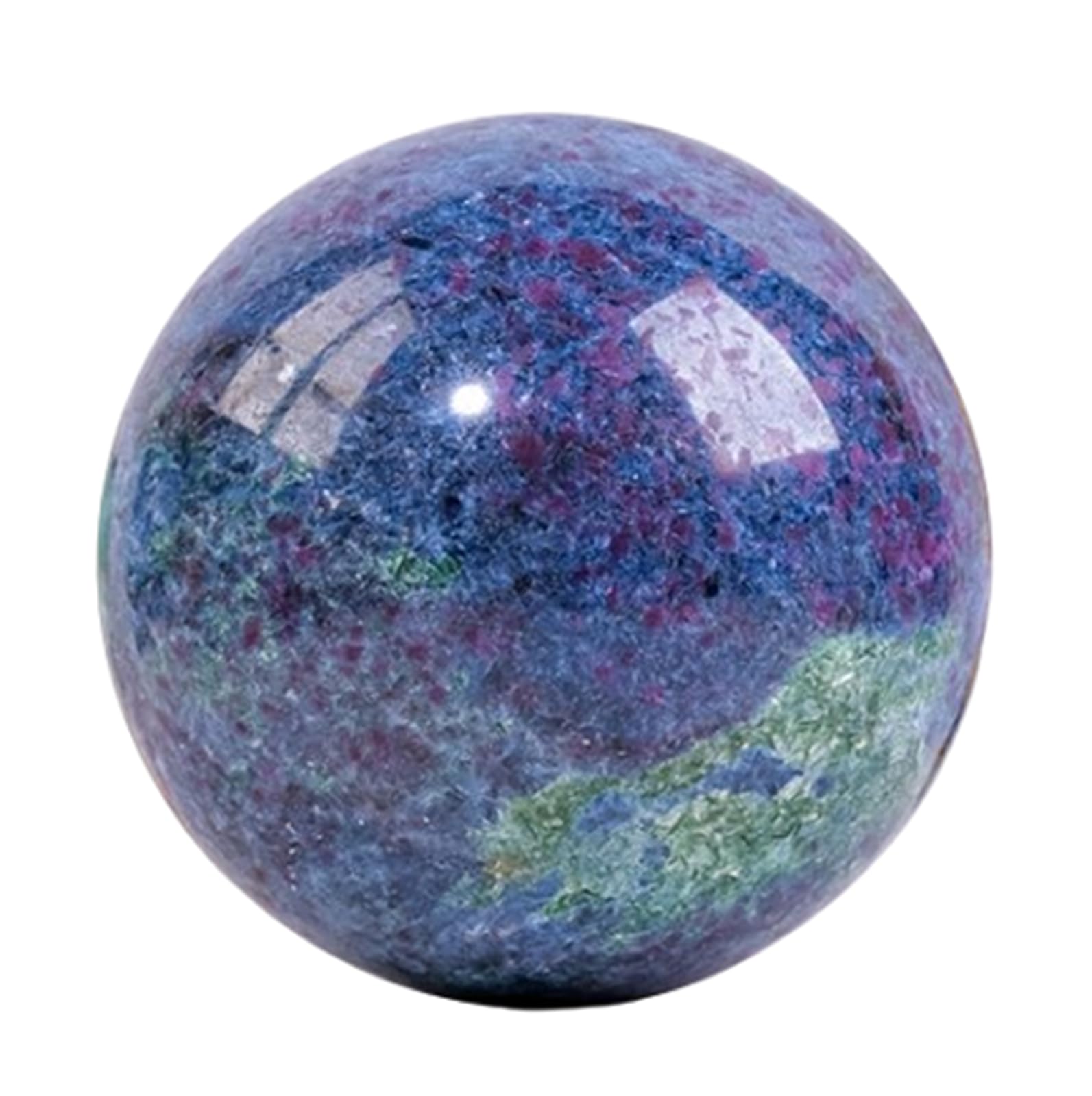 RVBLRDSE Crystal Red Blue Green Gemstone Ball Divination Sphere with Stand Stone Sculpture Figurine for Home Office Tabletop Decor,60~65mm Gemstone Stone