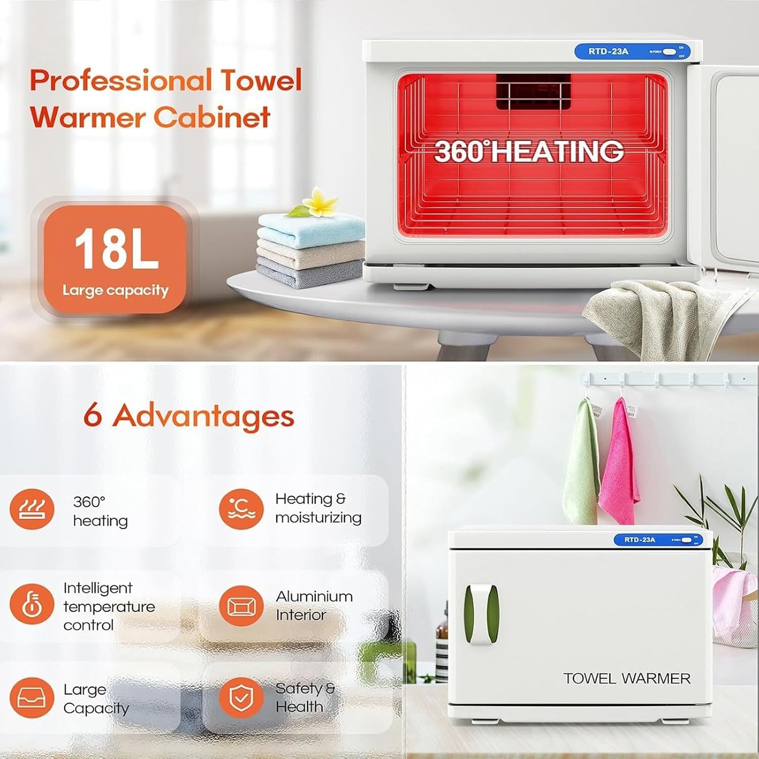 McbeAn Towel Heater Cabinet, Hot Towel Warmer Cabinet, 360° All-Around Fast Heating, 23 L Towel Disinfection Cabinet,Use for Facial Spa, Hair Beauty, Salon Equipment and Home