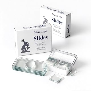 Single Concave Glass Slides for Microscope, 50pcs Glass Slides for Wet Specimens, Compatible with Monocular, Binocular & Trinocular Microscopes,Includes 100 pcs coverslips