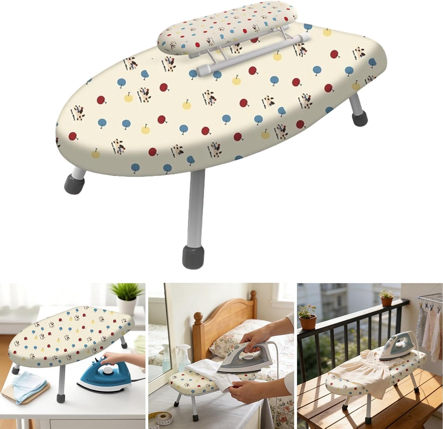 Small Tabletop Ironing Board Heat Resistant Cover Compact Mom Gift Washable Removable Cover for Laundry Room Home Apartments, with Sleeve Board