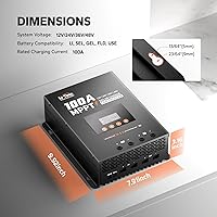 Vista 2 de LiTime MPPT Controlador de carga solar (Bluetooth) – Regulador de panel solar -150 V, 100 amperios, 12/24/36/48 voltios para LiFePO4 y batería
