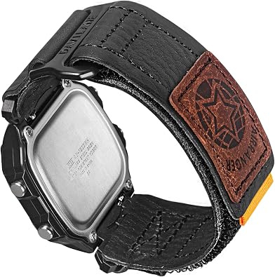 18mm Genuine Leather Watch Band Compatible with G-Shock AE-1200/AE-1000W/1100W/AE-1300, W-735H/W-216H/218H W-219H/F-91W/F-94W/F-105W, Adjustable Secure Fit Hook & Loop Sport Watch Strap for Men