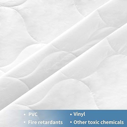 Miniatura 7 de Funda protectora de colchón impermeable individual con bolsillo profundo ajustado de 8 a 21 pulgadas, relleno alternativo transpirable (blanco,