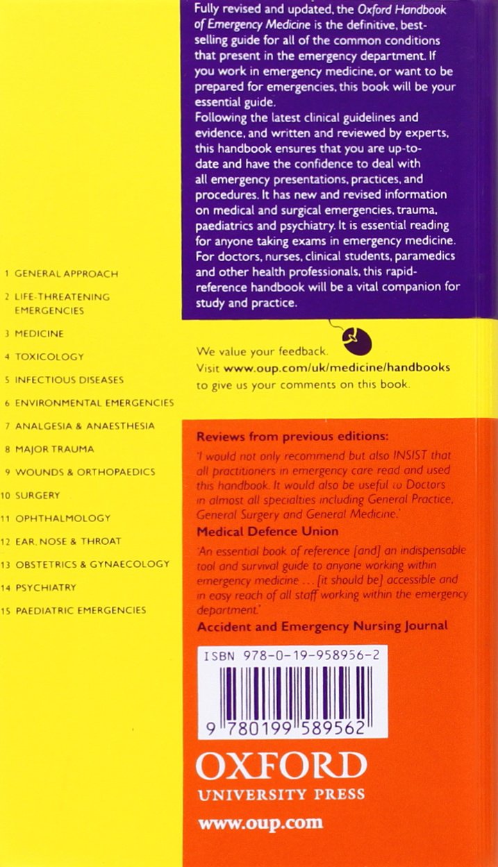 Oxford Handbook of Emergency Medicine (Oxford Medical Handbooks)