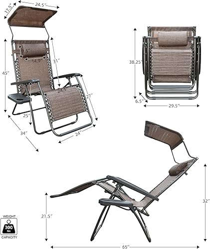 Miniatura 3 de Jeco Inc. - Silla de gran tamaño con sombrilla y bandeja para bebidas, marrón (Brown Mesh)