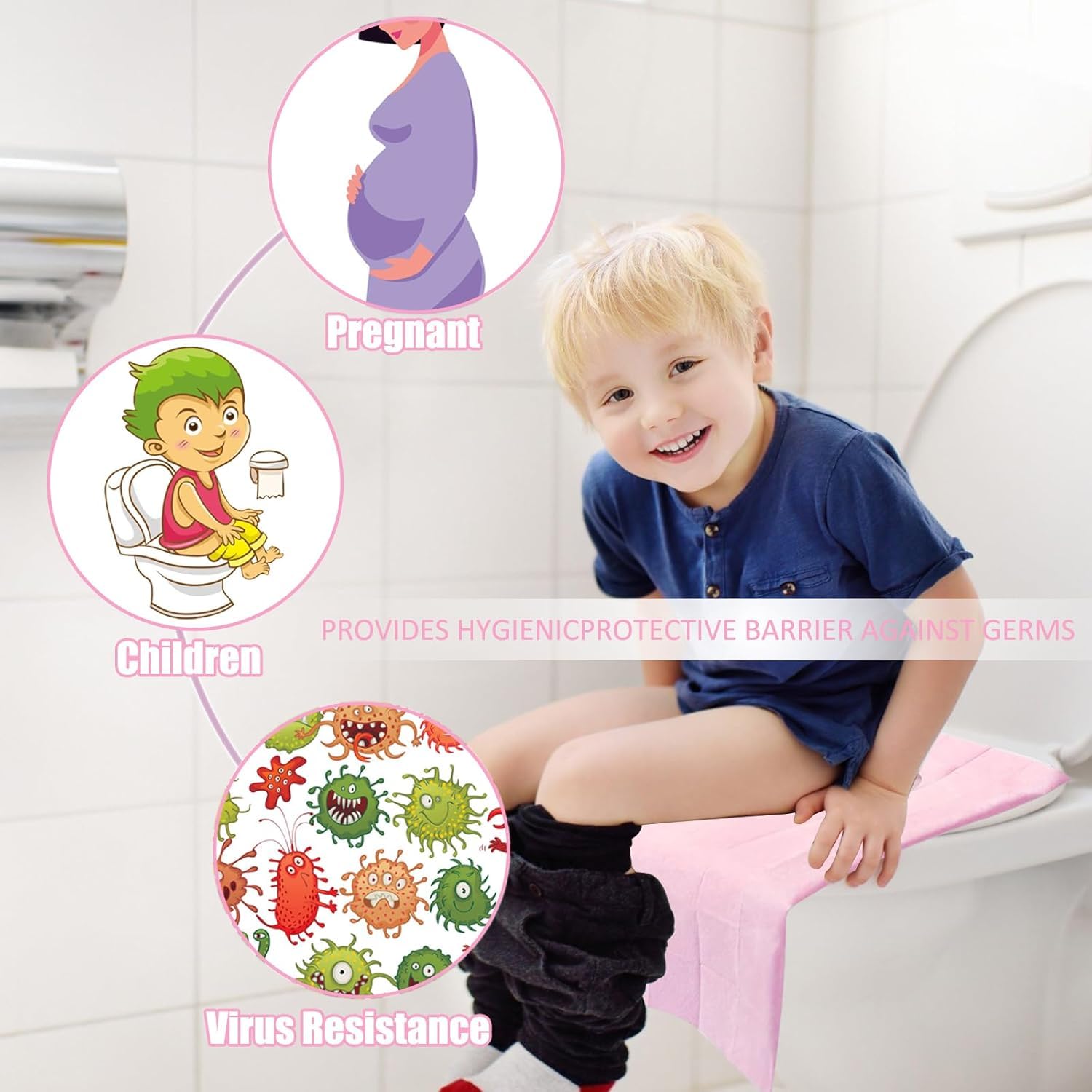 Copriwater Usa e Getta Igienici Monouso 30 Pezzi, Coprigabinetto per WC Viaggio Ospedale Casa (rosa)