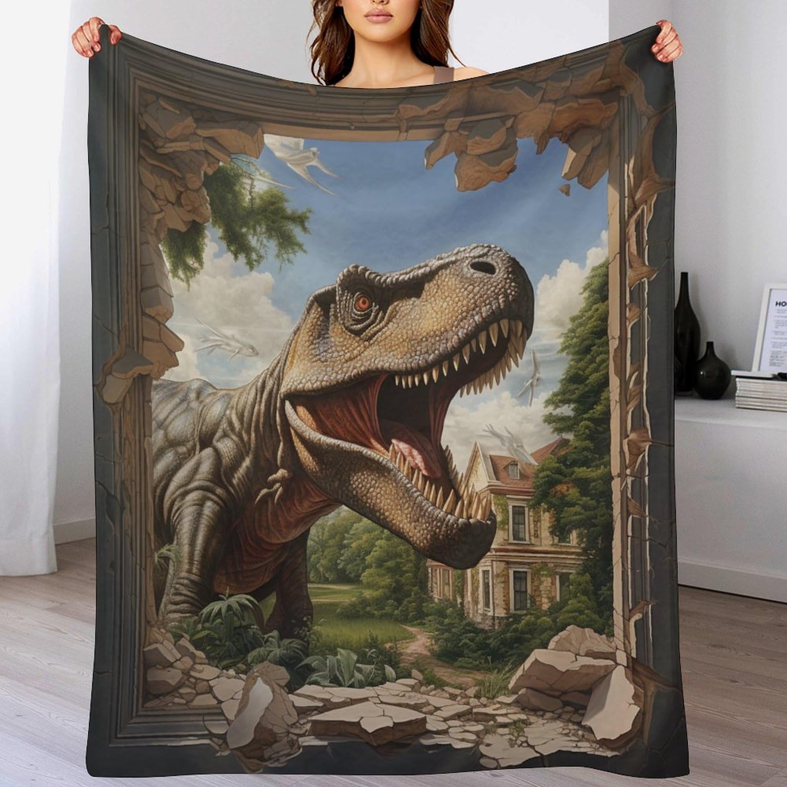 Manta de franela de dinosaurios para cama o sofá en noches frías 1