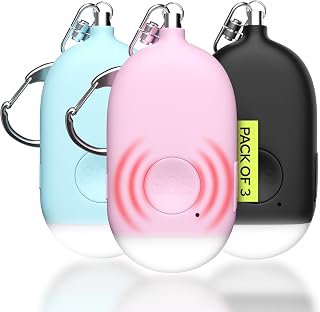 Weten Rechargeable Personal Alarm Keychain - 130dB Siren, LED Light - 3Pack Personal Safety Alert for Women to Carry - Panic Button Alarm for Security - Rape Whistle for Self Defense (Black&Pink&Blue)