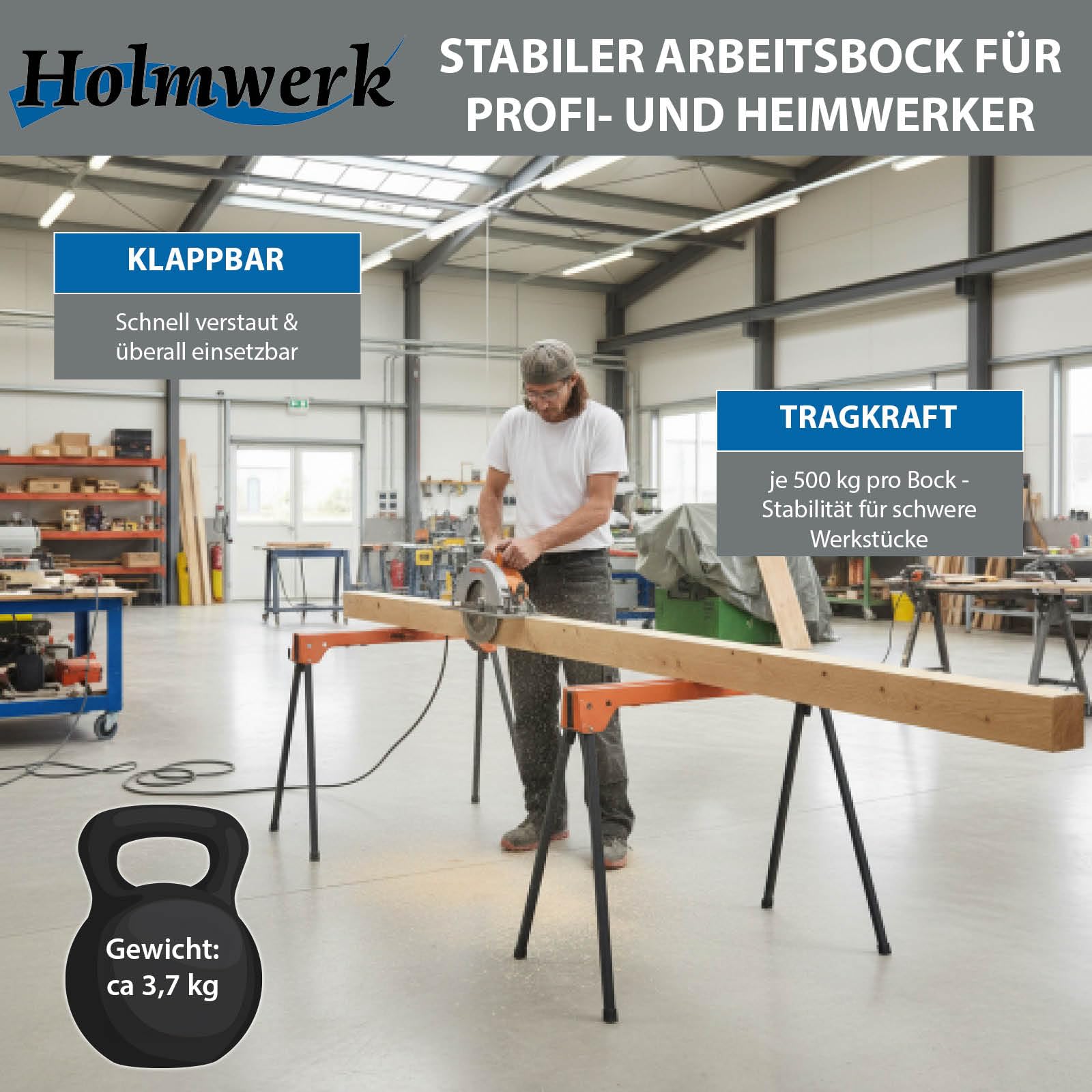 Stahl Sägebock Arbeitsbock klappbar 2er Set Werkbock Traglast 1000kg/ Paar Gerüstbock robuste Sägehilfe Sägepferd Sägebock mit Griff Gerüstbock für Holzbearbeitung