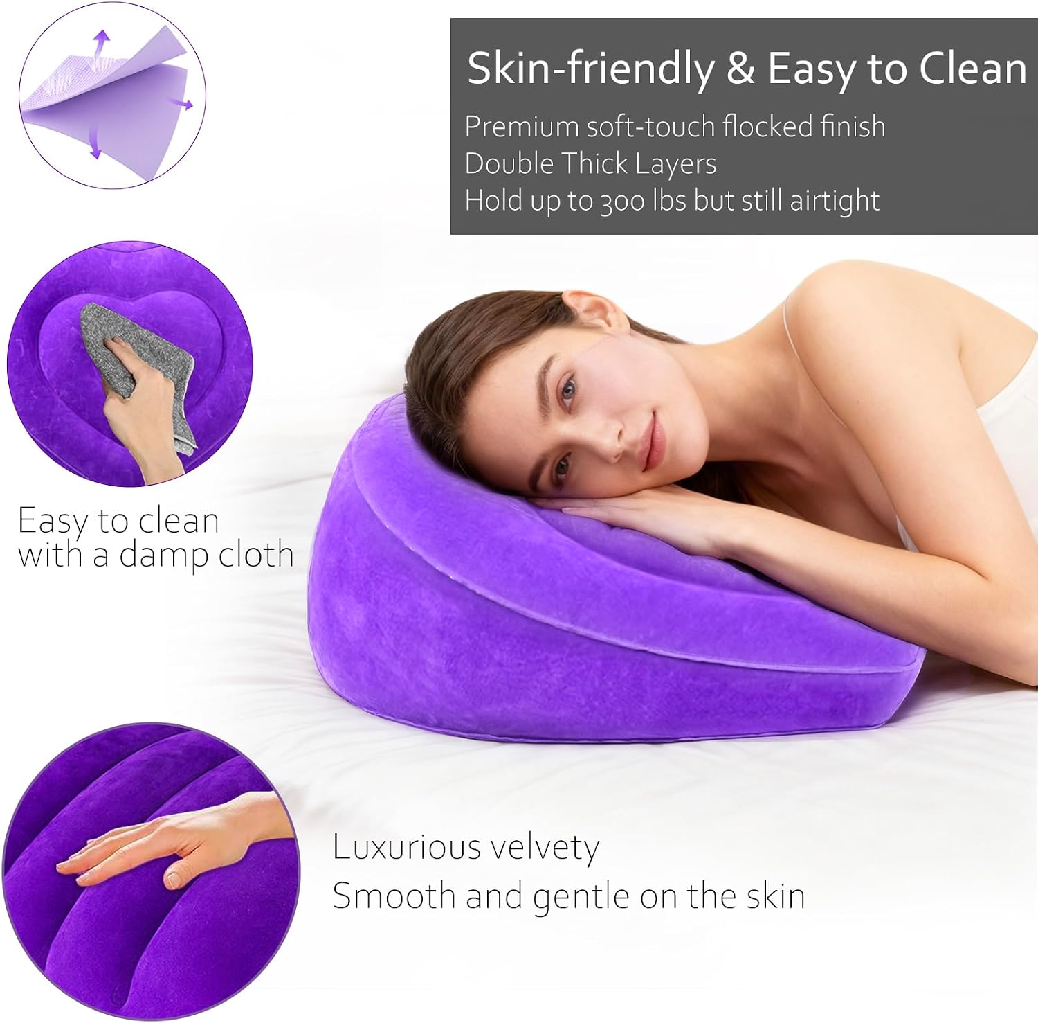 Leg Elevating Pillow - Heart Shape, Leg Elevation Pillows for Swelling Blood Circulation, Inflatable Wedge Pillow for Traveling, Wedge Pillow for Legs Foot Pain Relief Acid Reflux, Easy Carry Storage
