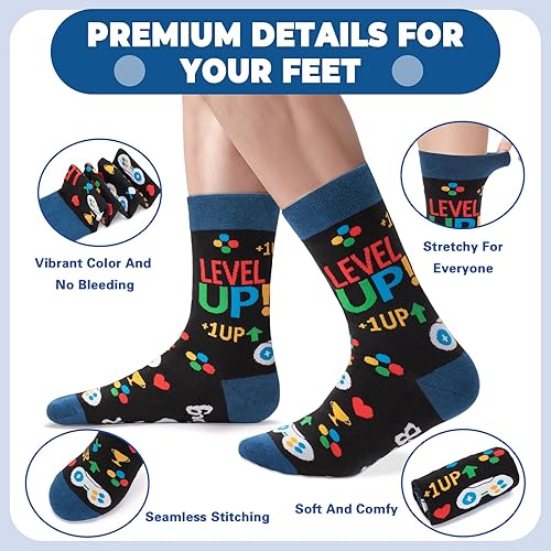 Miniatura 4 de FreeNFond Calcetines de juegos para hombres Calcetines divertidos regalos para jugadores, adolescentes, niños, papá, cumpleaños, regalos para el