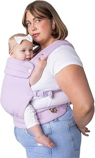 Mabē Monarch Ergonomic Baby Carrier – Premium Cotton Soft Structured Newborn to Toddler Carrier with Hip-Healthy Design, 3 Carry Positions (9-46 lbs), Lightweight & Breathable, (Lilac Skies)