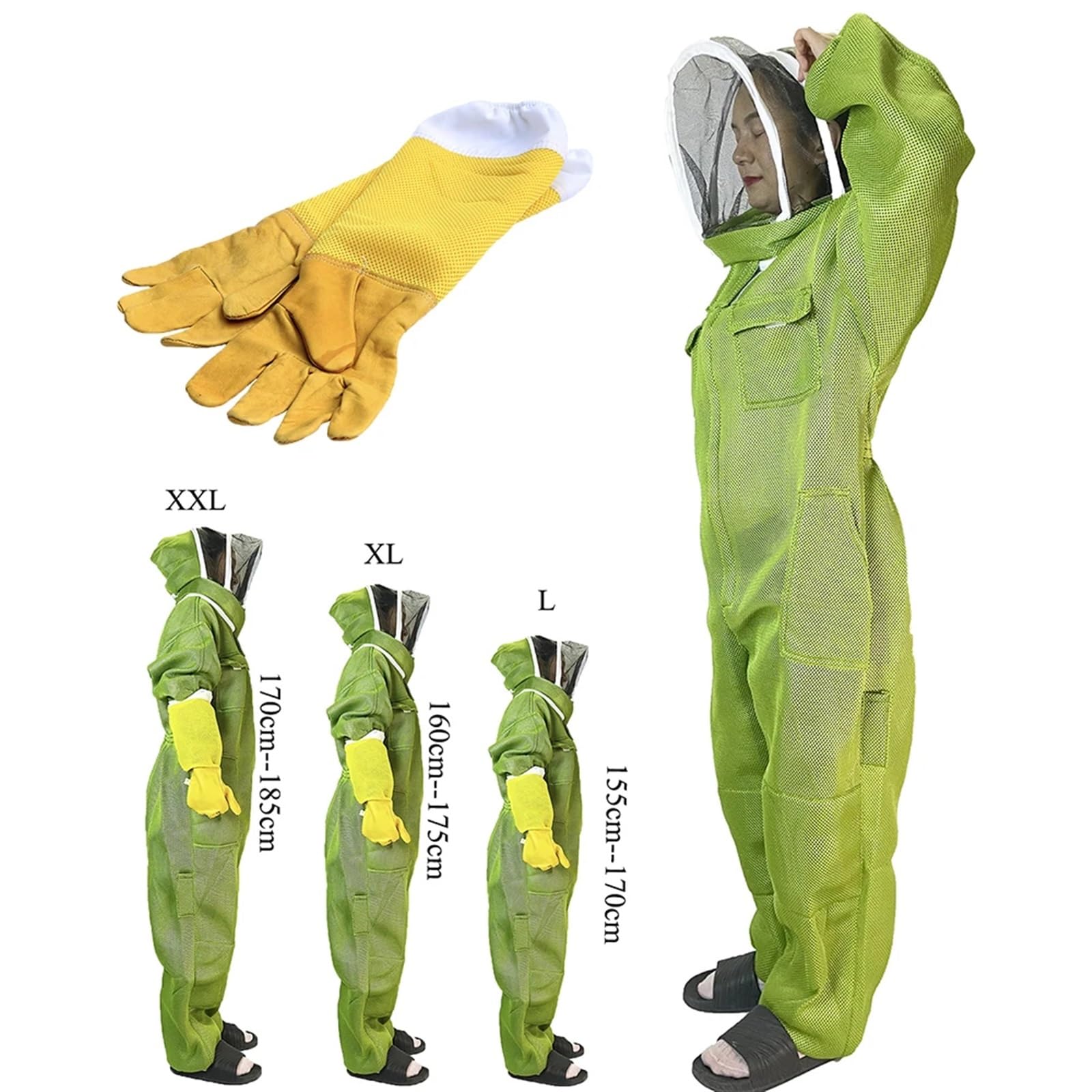 Traje Apicultor traje protector avispa velutina Apicultor 3D tela transpirable protección mono de manga larga guantes traje tamaño Extra grande apicultura suministros de herramientas de granja de abe