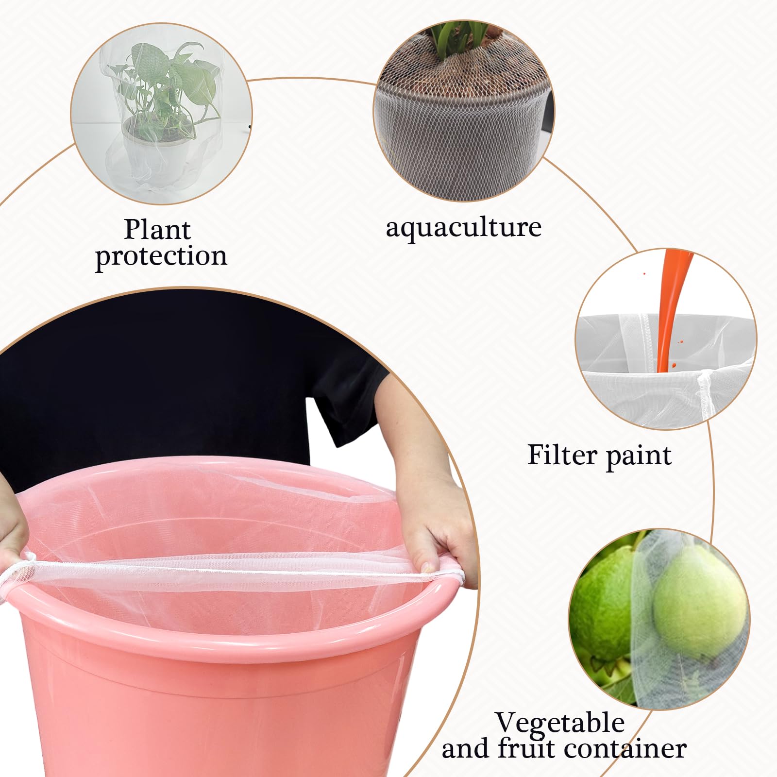 Windyun 60 Pcs Paint Strainer Bags 5 Gallon White Fine Mesh Filter Bag Disposable Paint Strainer Bag 5 Gallon Bucket Strainer With Elastic Top Opening Hydroponic Paint Filter Bag For Paint Gardening - View #11