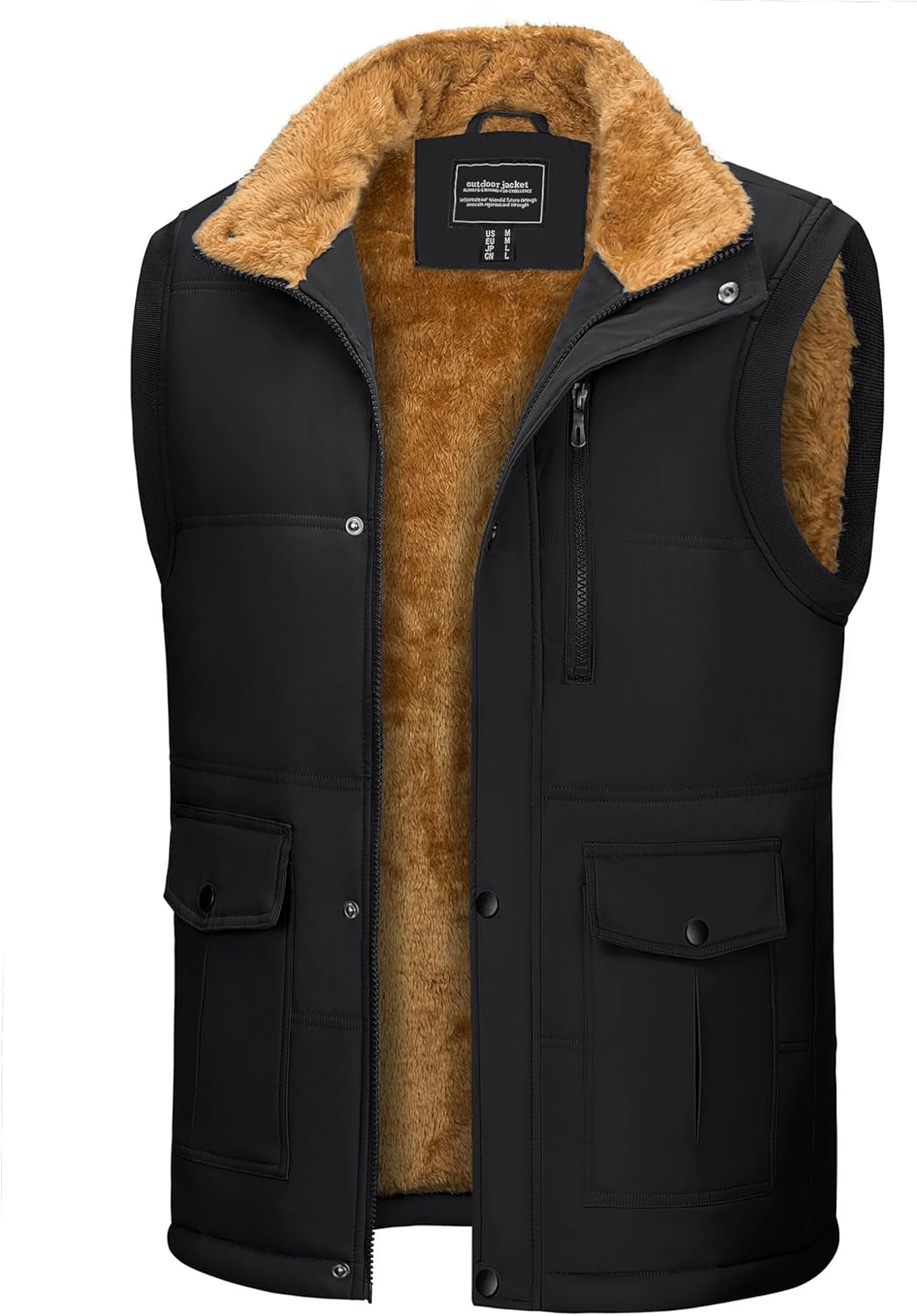 CRYSULLY Men's Winter Outerwear Vests Fleece Lined Sleeveless Jackets Warm Quilted Puffer Vest Casual Sherpa Outdoor Vest