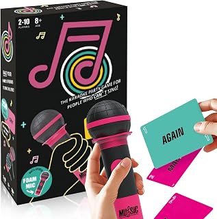 Mic misheard Music Trivia Card Game, Karaoke Party Game for 2-10 Players, Music Card Games with 250 Lyrics (125 Cards) for Family and Adult Christmas & Birthday Gifts