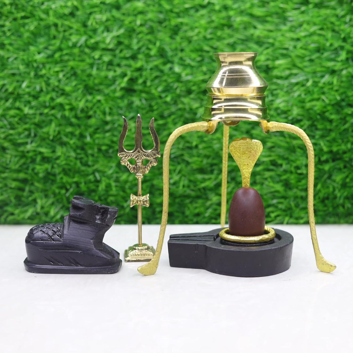 Original Narmadeshwar Shivling 1.5 Inch with 3 Inch Jaladhari Full Set Narmada Stone Shivling with Naag, Nandi, Trisul & Water Stand for Home Temple, Daily Puja-image-27