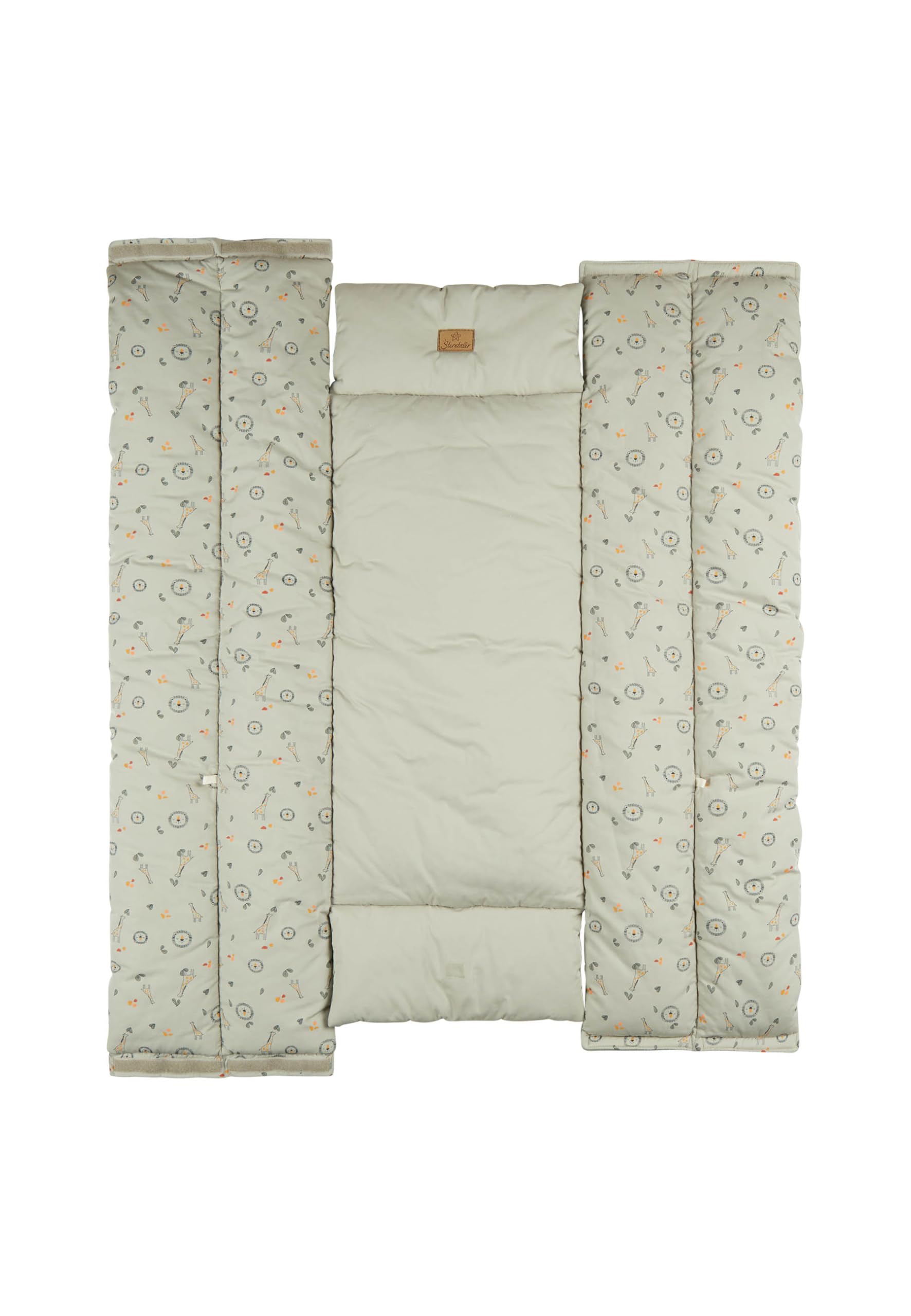 Sterntaler Nido de Jirafa y león – Nido Suave de Mezcla de algodón – Reversible y Convertible en Manta para Gatear – con Trabillas para Juguetes – Juguete para bebé y niño pequeño, Color Ocre