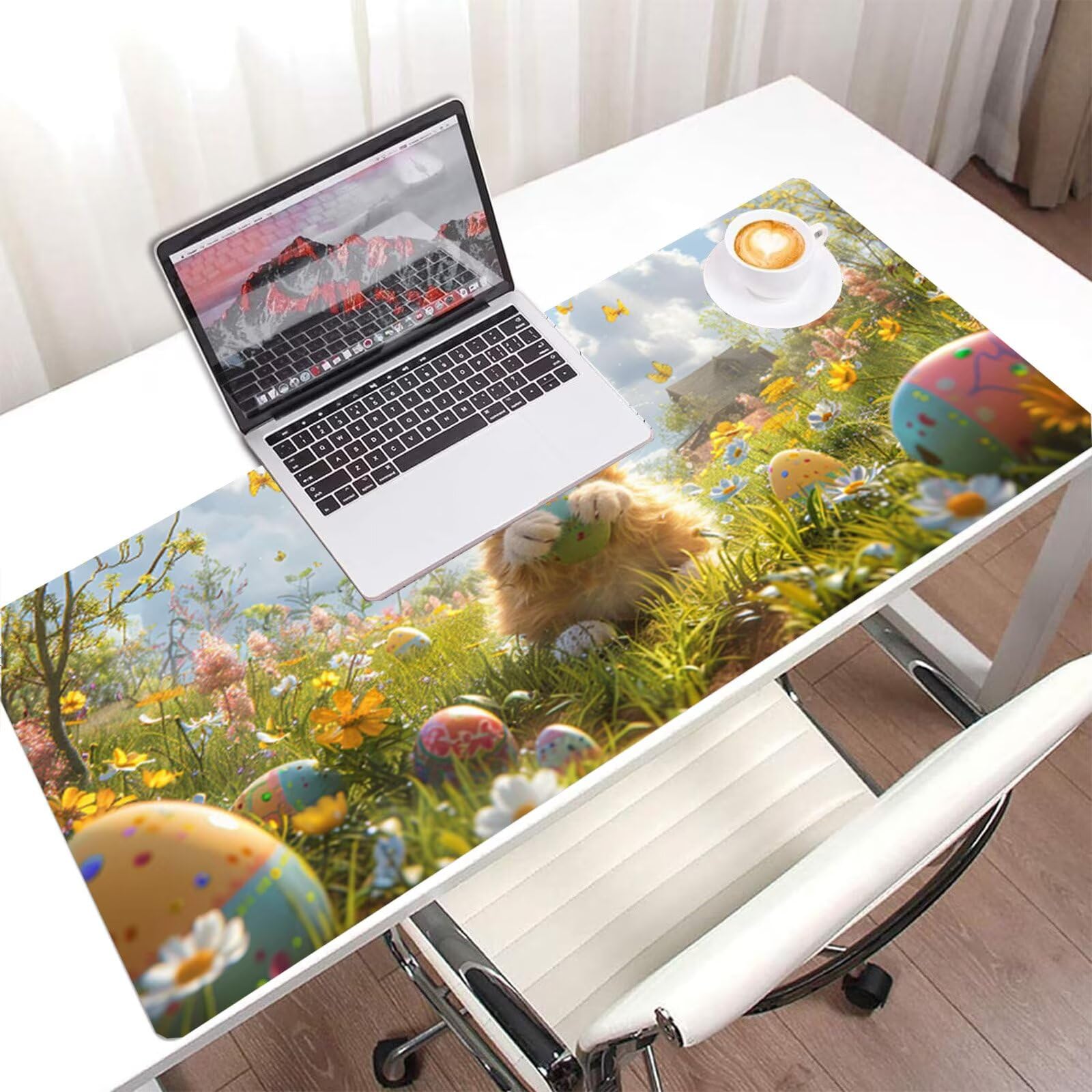Podkładka pod mysz jajko wielkanocna podkładka pod mysz XXL 1500 x 800, pod ręką biurko podkładka pod mysz dla psa wodoodporna, mysz z antypoślizgową podstawą, pod ręką szyte krawędzie, akcesoria do