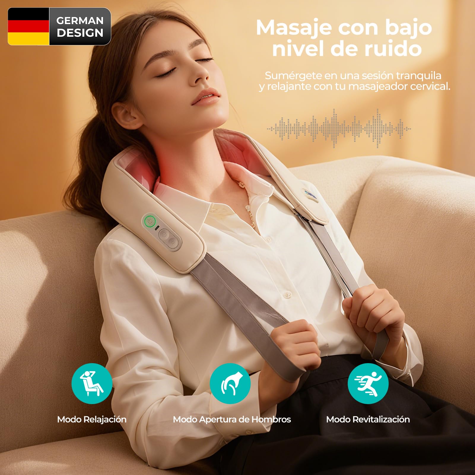Masajeador Cervical y de Espalda con Calor – Masajeador Eléctrico de Cuello y Cervicales Aspria, Cojín de Masaje Relajante para Hombres y Mujeres, Regalo Bienestar en Casa o Oficina