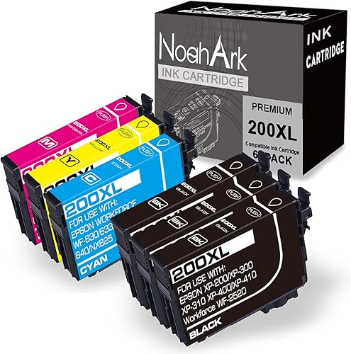 NoahArk - Cartucho de tinta remanufacturado de repuesto para Epson 200 XL 200XL T200XL para Expression Home XP-200 XP-300 XP-310 XP-400 XP-410