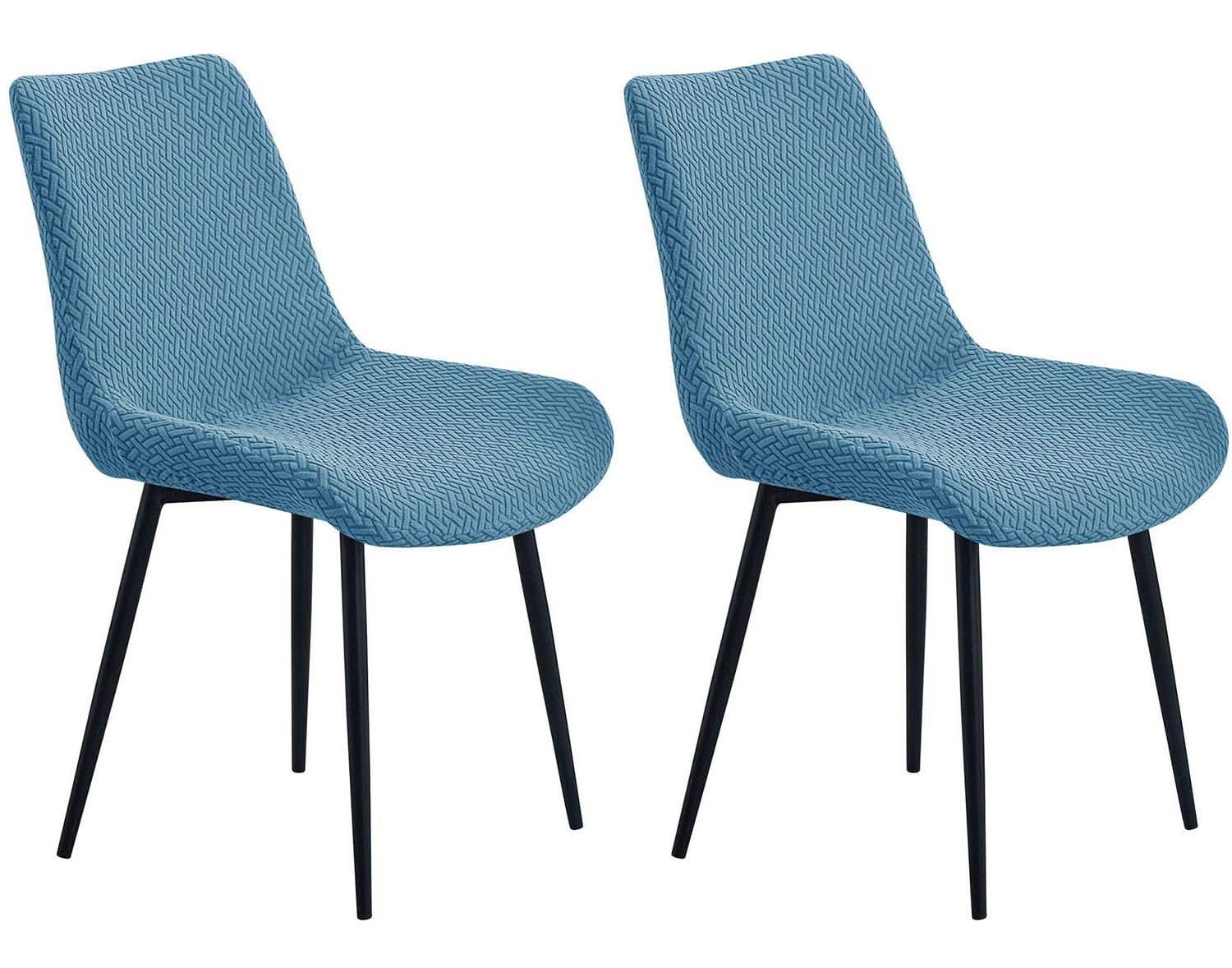 YOPOIY Shell Chair Covers Set of 6 4 2, High Stretch Curved Back Dining Chair Slipcovers, Mid Century Modern Armless Accent Side Chair Furniture Protector (blue,2 PCS)