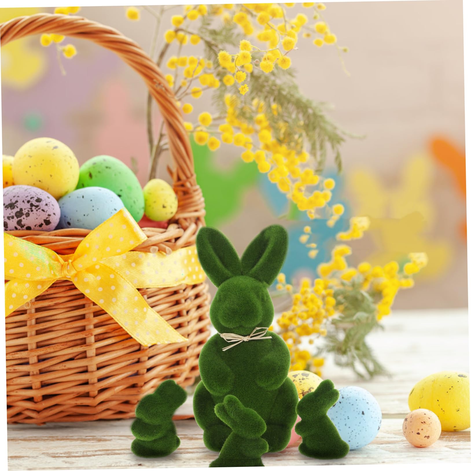 OUNONA 3 Ensembles Décorations De Lapin De Pâques Oreilles Statue De Lapin Rabbit Toys Décoration Pâques Décor De Lapin Floqué Décor De Pâques De Lapin Floqué Mousse Green 4 Pièces * 3