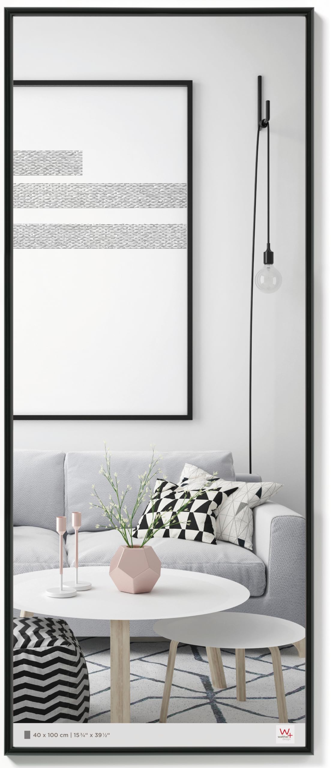 walther design Bilderrahmen schwarz 40 x 100 cm Galeria Kunststoffrahmen KB400H