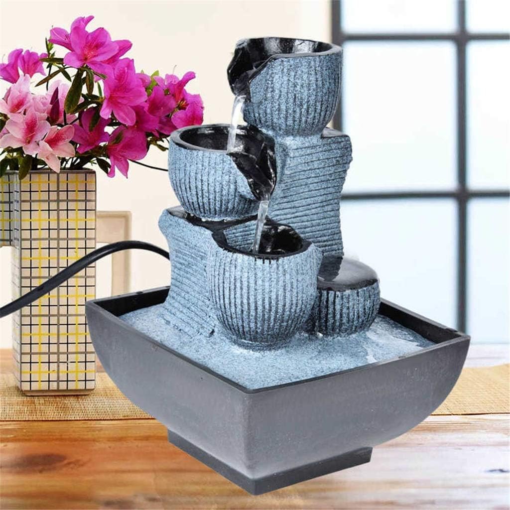 Shape Desktop Fountain Running Water Home Tabletop Decoration Resin Landscape Ornament with Light Home Decoration