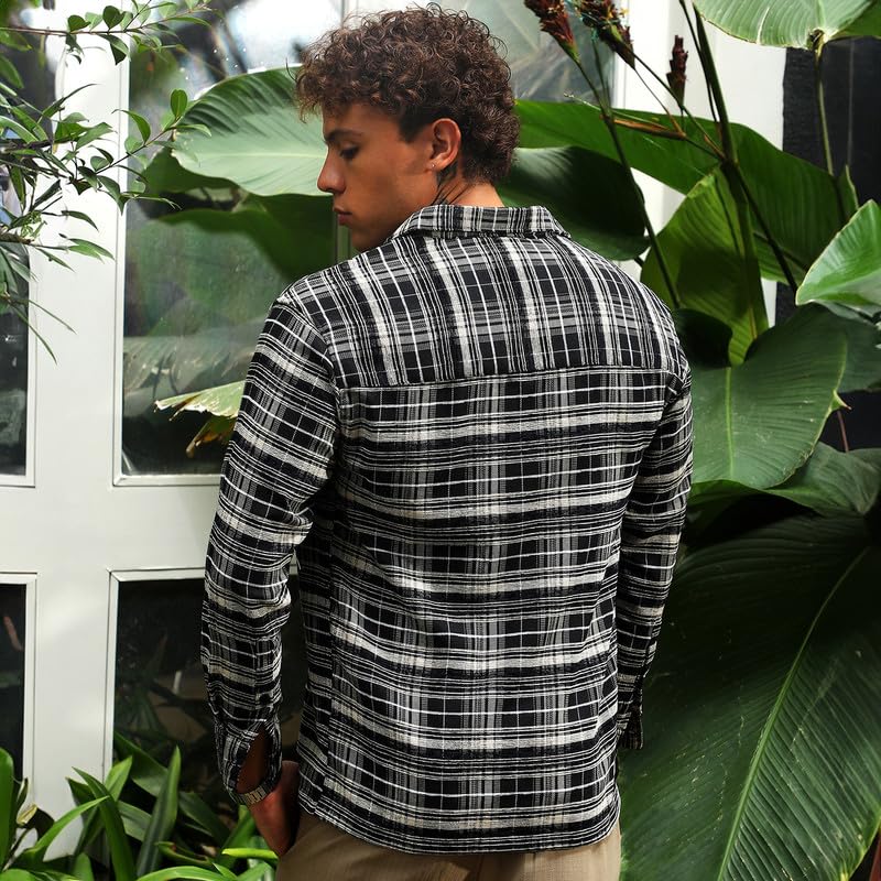 Image of CAHOOT Men's Multitrack Striped Oversized Shirt for Casual Wear | Spread Collar | Long Sleeve | Button Closure | Oversized Shirt Crafted with Comfort Fit for Everyday Wear