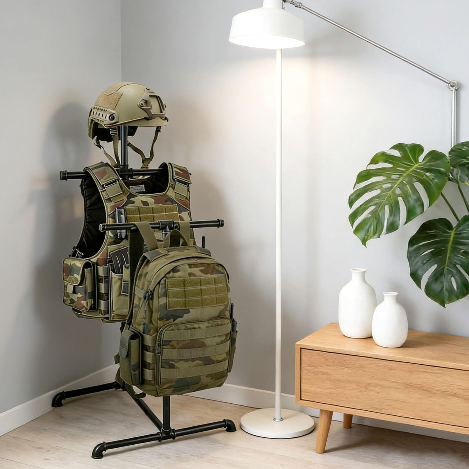 Body Armor Ständer – robuster Stahlständer für taktische Weste, Helm, Gürtel, Display und Aufbewahrung, taktischer Westenaufhänger für Polizei und Dienstausrüstung (48,3 x 35,6 x 104,1 cm)