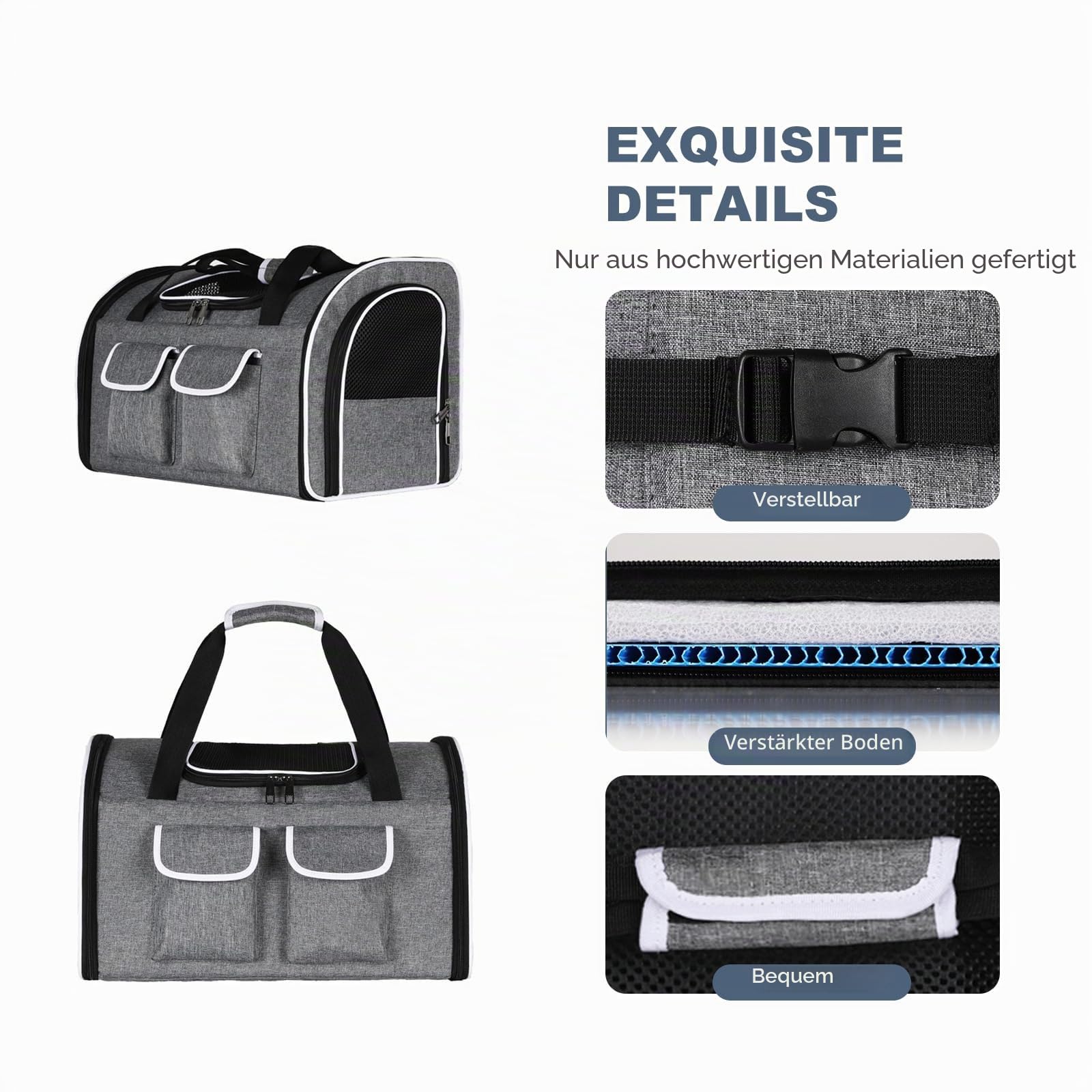 PETCUTE Katzenrucksack Hunderucksack für Katzen und Kleine Hunde,Atmungsaktiv Haustier Rucksack Katzentransportbox mit Herausnehmbarer Matte,Faltbar Katzentasche,Multifunktionales Transportbox Hund